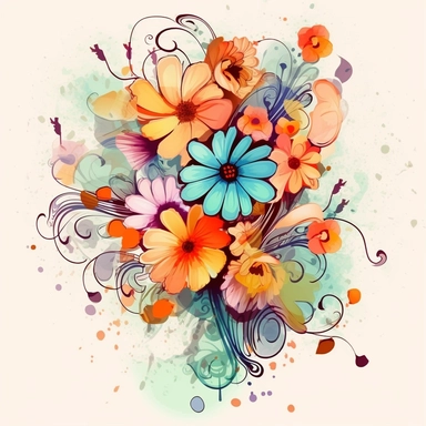 abstract flowers clip art