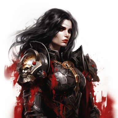 beautiful ADEPTA SORORITAS warhammer 40k fantasy character, dark hair, paint art style, clipart, white background, superrealistic, one of a kind
