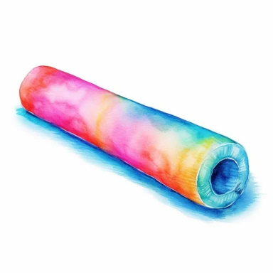 watercolor colorful clipart of a bright pool noodle, hd, on white background