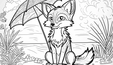 ,fox at the beach with umbrella and beach blanket for children’s coloring book, cartoon style, thick lines, no shading assasinmonkey, duplicate faces, blurry, drawing, cartoon, illustration, painting, concept art, cgi, unreal, anime, black&white, b&w, picture frame, deformed, bad anatomy, disfigured, poorly drawn face, mutation, mutated, extra limb, poorly drawn hands, done by bad-artist, ugly, dazed, 3D render, 3D game, 3D game scene, 3D character, mosaic, painting, digital art, anime, doll, to