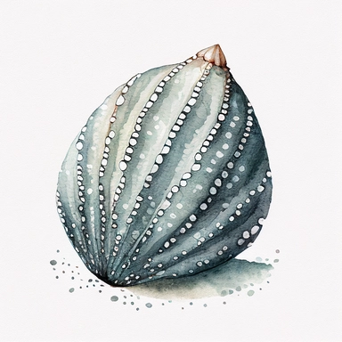 watercolor seashell Atlantic gray cowrie, cute clipart