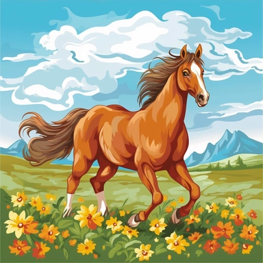 Cartoon horse Field Oil Painting Clip Art