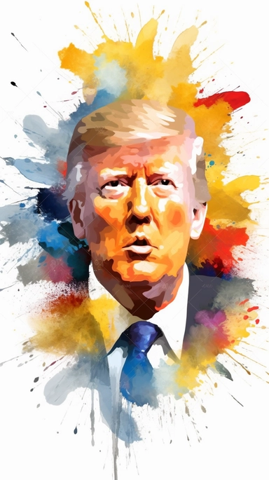 watercolour Donald Trump clipart, hd, isolated on white background, png, vector