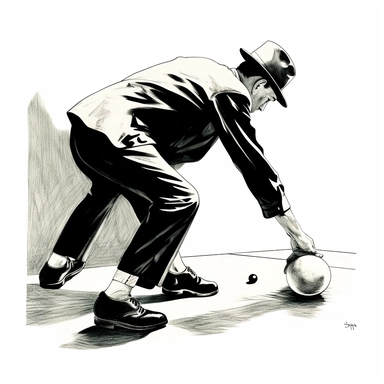 PT 1920’s spot illustration of an 8-ball crushing a man, just his shoes under the 8-ball, Dover publications clip art, black and white, white background <#1101269105048305814>
