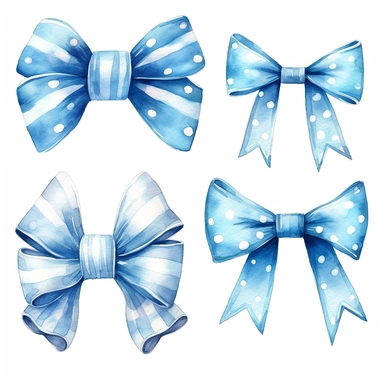 fathers day, water colour clipart, a beautiful cute lite blue bow bundles, realistic, cute,