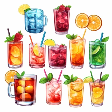 Alcoholic Drinks clipart, Summer party, Printable Stickers PNG, ,digital clipart, Transparent background , individual elements, high detail, High Quality PNG Images realistic color Summer drinks, Lemonade, iced tea, and colorful cocktailsm Alcoholic Drinks clipart, Summer party, cliparts,individual elements, high detail, High Quality PNG Images, Transparent background , pack for telegram