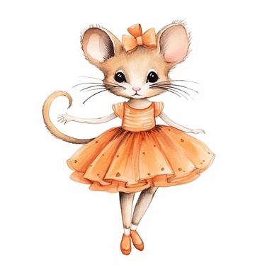 hand drawn in style of claris mouse clip art orange cat ballerina