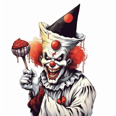 Creepy Clown Terrifier Halloween Clipart isolated on white background