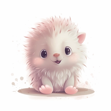 cute baby Porcupine clipart, happy, animal only, isolated on white background, illustration, pastel colors, no shadow, vector, high definition, Full HD, 8k