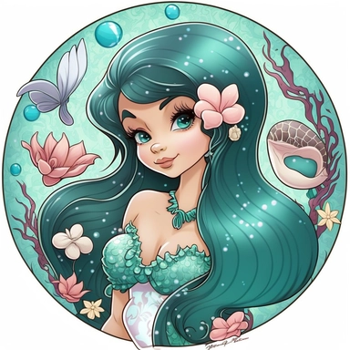  free to use and share no trademark clipart detailed cartoon style cartoon of black Ariel mermaid Ariel the little mermaid sticker with black hair long flowing mermaid beautiful sparkling diamonds in hair and white pearl necklace Clipart image shimmer and shells and starfish all around pastel light colors gorgeous hyper realistic big glass blue eyes for detail the hyper cartoon clipart image - <@1057524283733192725> (Waiting to start) - <@1057524283733192725> (31%) (relaxed) - <@1057524283733192