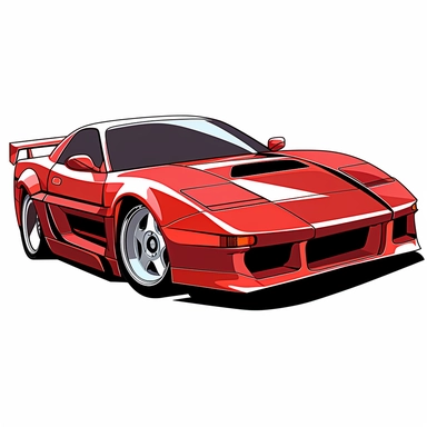 ，red sport car drawing vector clipart 1, in the style of tatsuo miyajima, greg hildebrandt, paul corfield, long lens, masculine, sōsaku hanga, ue5，white clean background