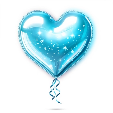 one heart light blue shape ballon has sparkles inside handrawn same size clipart