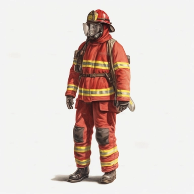 fireman, full body , clipart, white background