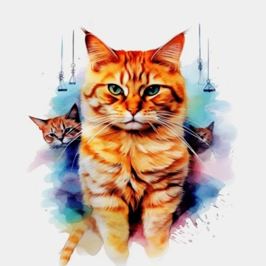 6 watercoler cats,clipart,on lovely white background