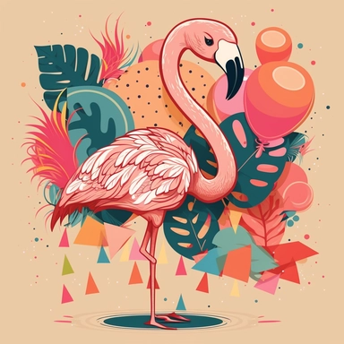 Flamingo birthday, cartoon, vector, sharp focus, super detailed, illustration, 16:9, v4, q2, 16k, High quality, clipart