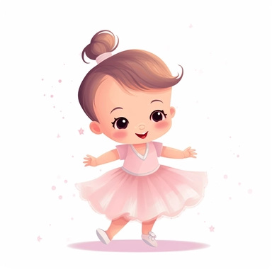 clipart of super litle cute baby girl ballet dancer white background