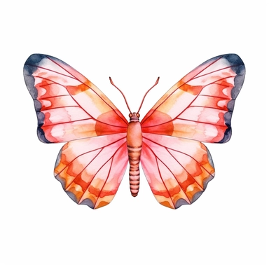 1 simple cute but colorful pink and orange cartoon flatlay butterfly clipart on white background
