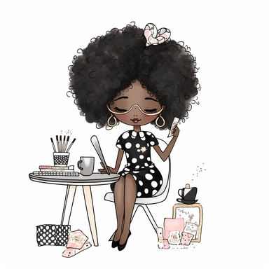imagination, Boss lady black girl clipart, white background