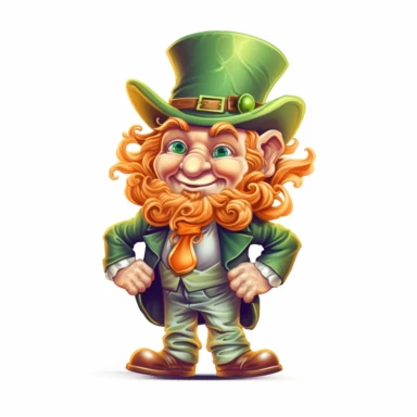 cute fantasy leprechaun, clipart, white background, no text, no caption