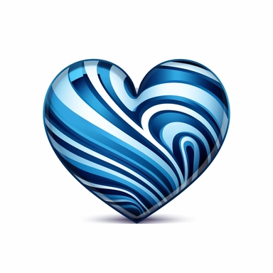 clipart of blue heart with stripes, cartoon style, vector, on a white background