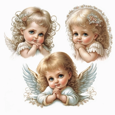 realistic cute baby angels of jesus clipart white backround ar 5:4