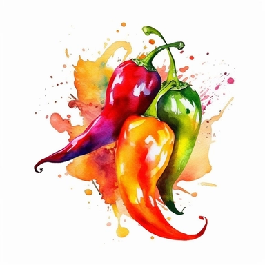 chili pepper clipart vibrant watercolor