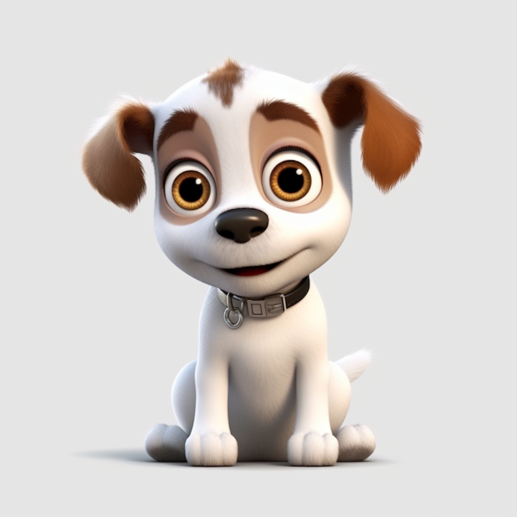 an adorable cute happy puppy dog with big puppy eyes, 3D image, full ...