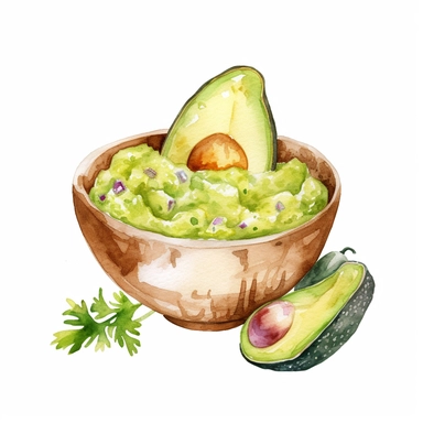 watercolor guacamole clipart white background