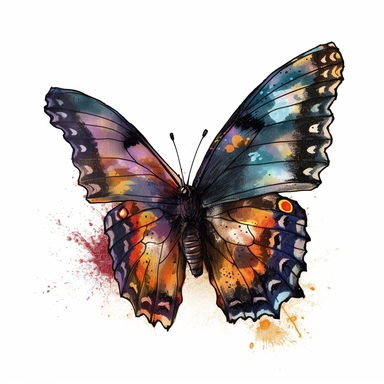 butterfly illustration, detailed, vivid color, beautiful, clipart, isolated on white background, magical, mystical