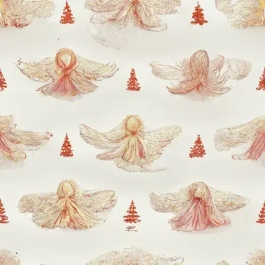 chistmas angels pattern, gradient background in watercolor clipart style