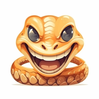 fantasy happy cute cobra face, cartoon, clipart, mascot, isolated on white background