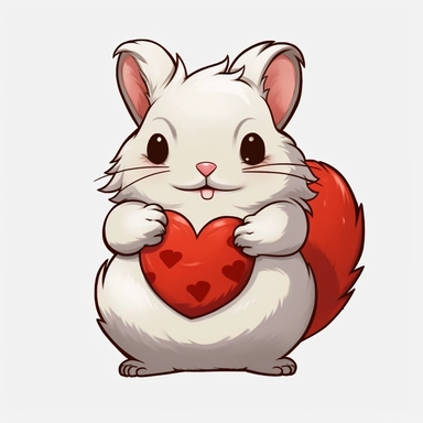 cashew chinchilla anime HEARTS red, no background, no text, clipart