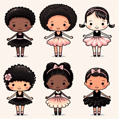 kawaii ballet black girl clip art