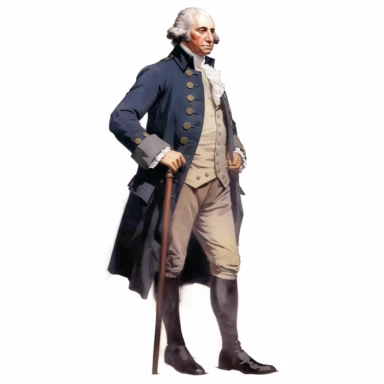 full profile arms and legs of George washington, black coat, American history, clipart