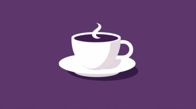 Minimalist white on an purple background negative space coffee, flat, vector, clipart
