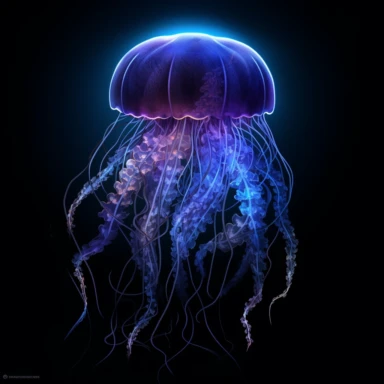 Clipart,A bioluminescent jellyfish illuminating the ocean depths, hyperrealistic, hyper high definition