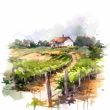 wineyard farm landspace clipart style,white background, High Quality clipart, no writting background, 4k, no writting, by Willem Haenraets