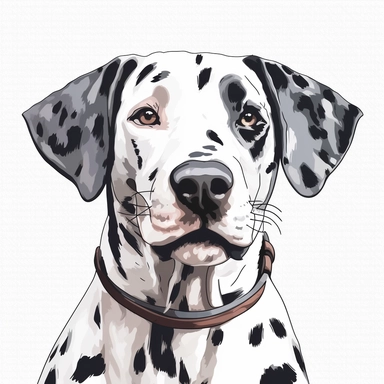 clipart of a happy dalmatian, americana style, portrait, white background, vector style
