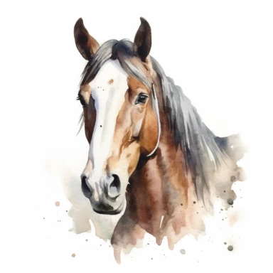 American Paint Horse head,watercolor painting by ANDREW WYETH, clipart, white background