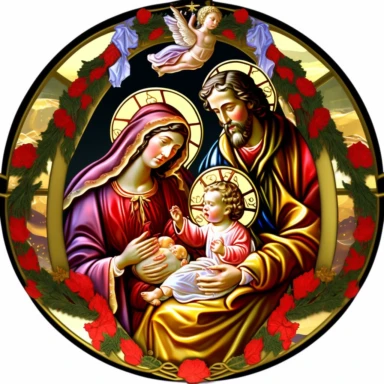 mary, jesus christ, christmas, colorful, ornaments, clipart