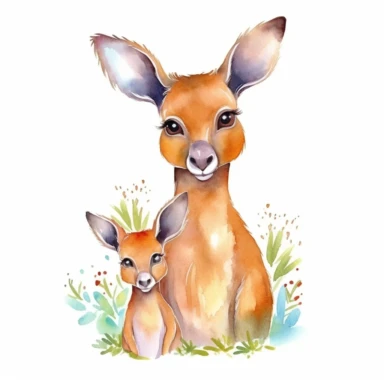 kangaroo mommy and me illustration adorable professional clip art no background
