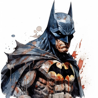 watercolor clipart Batman , Neal Adams