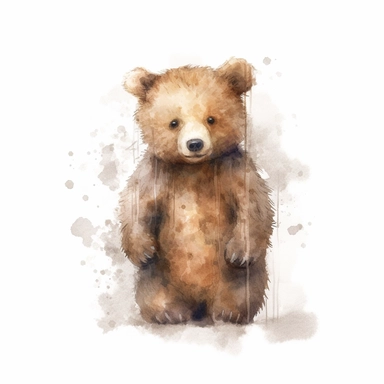 isolated clipart, cute bear, highly realistic, flickr, watercolorist, uhd image, multi-layered mixed media