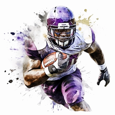 Award winning hyper detail watercolour american football player, white background, clipart