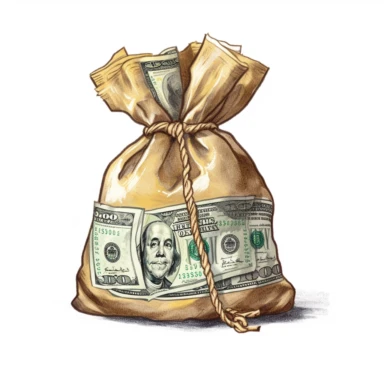 bag of money, clipart in white background