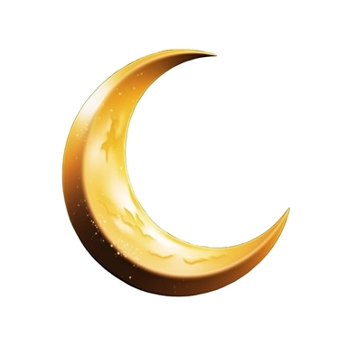 An illustration of a glowing beautiful Waxing Crescent Moon against white background, white background, clipart, PNG pure white background, high resolution, best quality