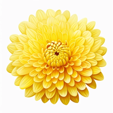 yellow Chrysanthemum, vibrant yellow, clipart, high quality, white background