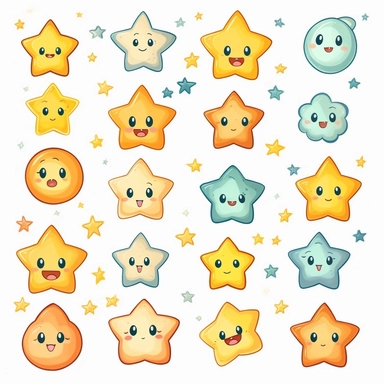 stars emoticon clipart minimalistic digital style