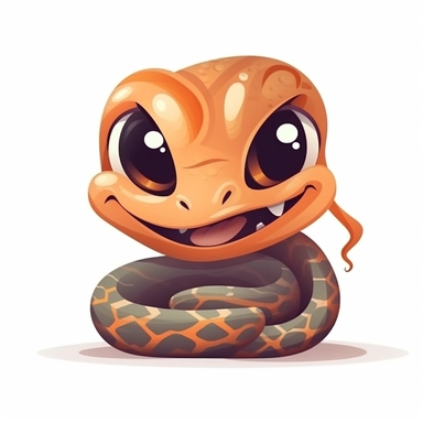 fantasy happy cute cobra face, cartoon, clipart, mascot, isolated on white background