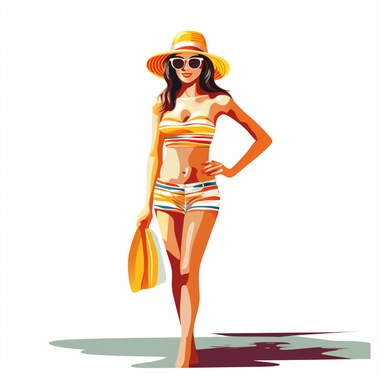 two-piece bikini bathing suit clipart, white background